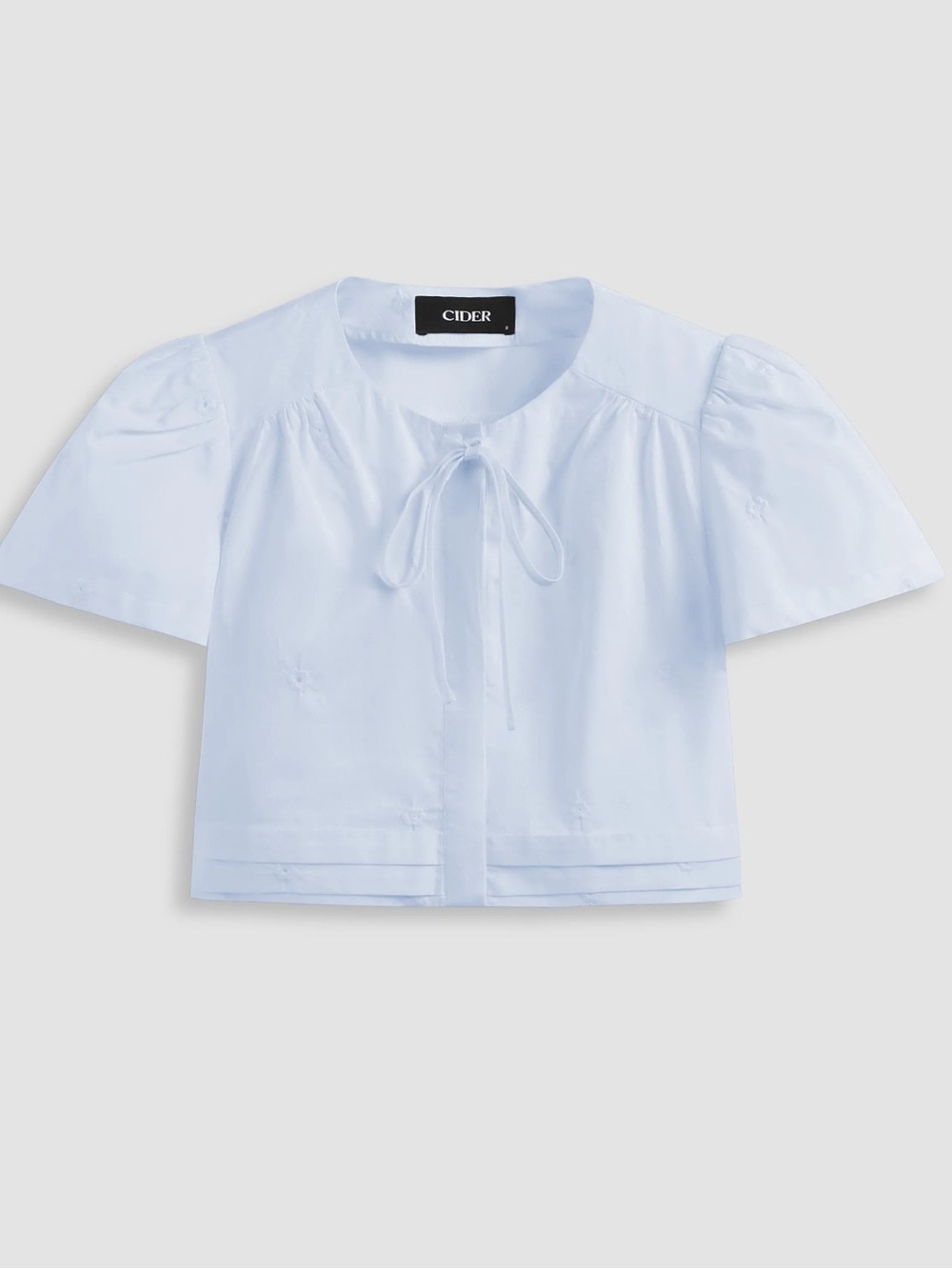 NWT CIDER COTTON-BLEND FLORAL EMBROIDERY KNOTTED CROP SHIRT